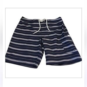 J Crew Men’s Flex Swimwear Striped Navy Blue White Mesh Lining NWT Sz 30